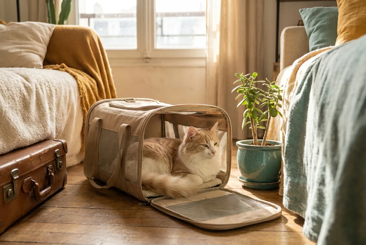 International mit der Katze fliegen